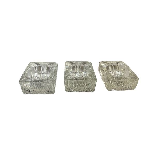 Vintage Salt Cellars Salt Dip Set Of 3 Clear Glass Salt Cellars - Picture 4 of 9